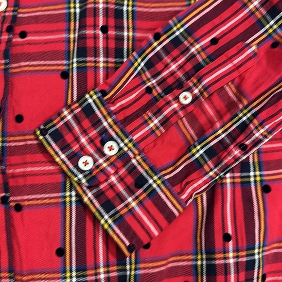 Talbots size med petite red plaid shirt with polka dots, cotton blend, fall - Picture 12 of 12